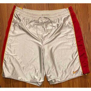 Nike 90s Red White Yellow Reversible Mens 2XL Basketball Shorts Heavy Shiny